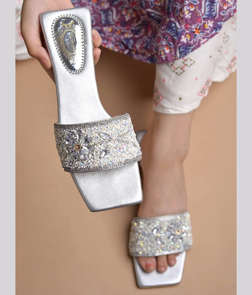 Stylestry Silver Women's Flats