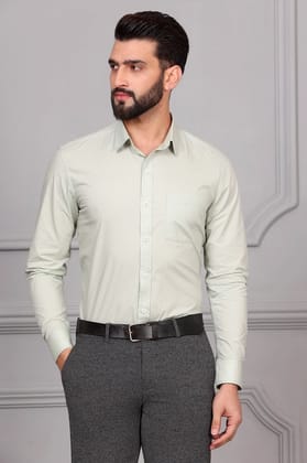 Pastachio Green Formal Cotton Shirt (Size - S) by BLUE EAGLE