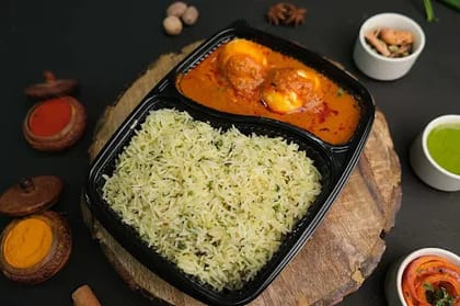 Egg Curry With Plain Rice