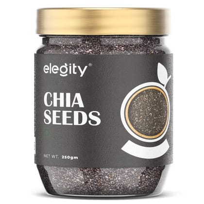 Elegity Premium Black Chia Seeds 250 gm | Nutrient-Rich Snack | Glowing Skin, Weight Loss & Immunity Boost | 100% Organic | Keto Friendly