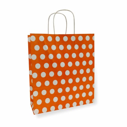 Orange Polka Dot Printed Party Paper Gift Bags, Ideal For Kids Birthday Party, Wedding Party, Office Party, Christmas Party & Festive Holiday Party (Size: 9.4x8.3x3 inch) - 12 Orange Polka Dot Printed Party Paper Gift Bags, Ideal For Kids Birthday Party, Wedding Party, Office Party, Christmas Party & Festive Holiday Party (Size: 9.4x8.3x3 inch) - 12