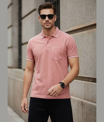 UNIBERRY Men Cotton Blend Regular Fit Printed Polo T Shirt ( Peach )