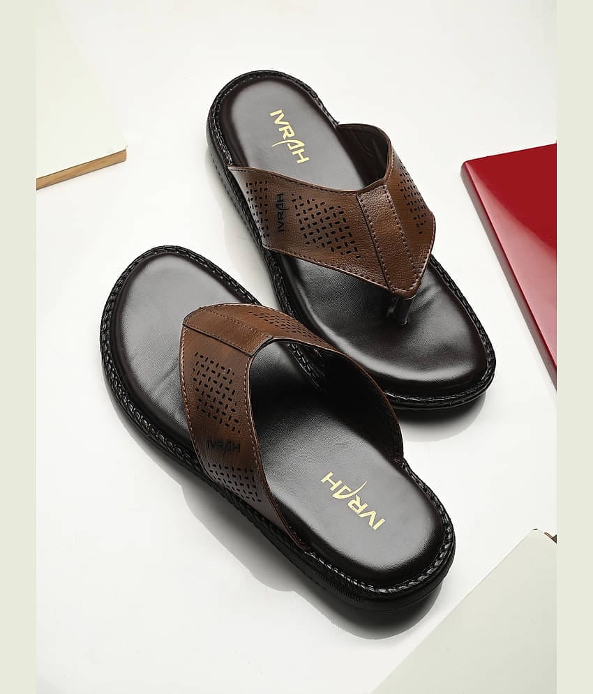 IVRAH Tan Men's Massage Flip Flop