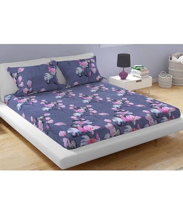 Aazeem Polyester 1 Double Bedsheet with 2 Pillow Covers ( Gray )