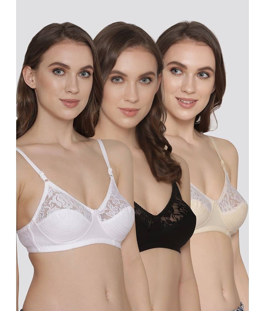 Kalyani Pack of 3 Net Non Padded Women's Everyday Bra ( Multicolor ) DEEPALI