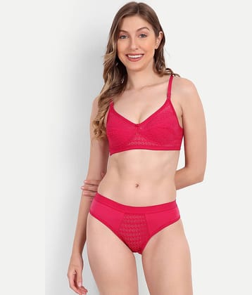 Aprozone Poly Cotton Women's Bra & Panty Set ( Pink ) Lingerie Set