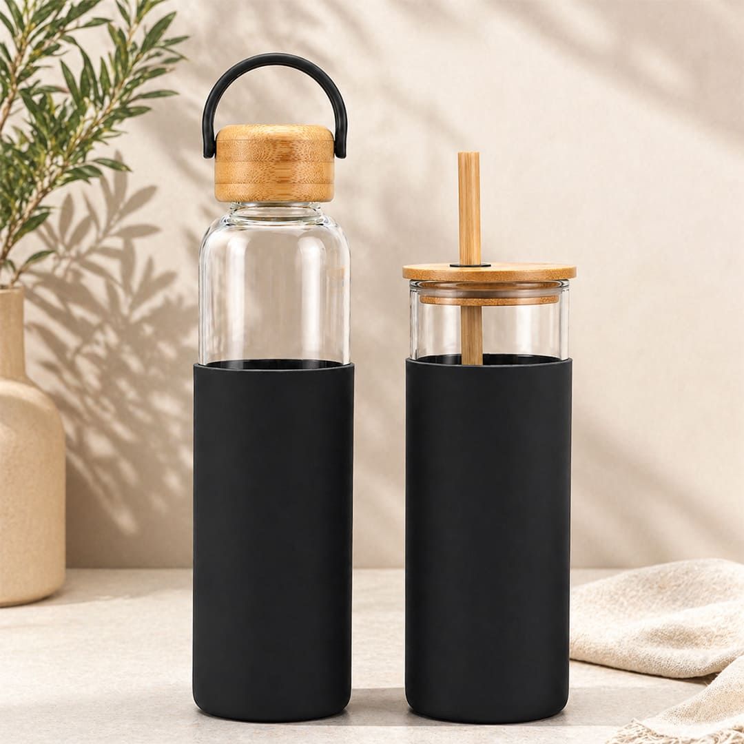 Custom Borosilicate Travel Bottle and Tumbler Drinkware Gift Set