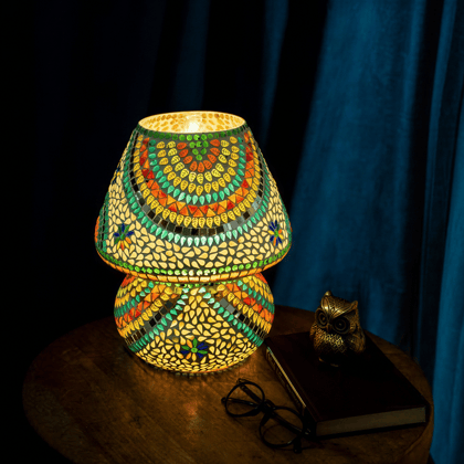 Mushroom-Shaped Glass Table Lamp