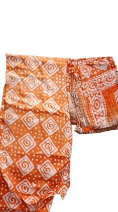 Modern Orange and White Checkered Cotton Material with Matching Dupatta