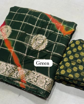 Pure  jorhat fabric with beautiful Jaipuri  bandej  malti shades lahriya  all over and hand Malti daing  zari havvy raning bp suppr saree