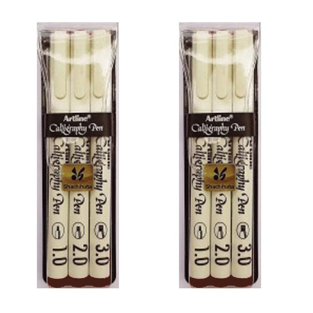Artline Calligraphy Pen of Colours Sepia Pack of 3 X 2 Packs | For Cards, Sketching, Lettering & Music