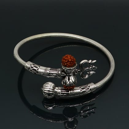 925 sterling silver handmade lord Shiva trident Trishul With Rudraksha bangle divine bracelet kada, best gift for girl's or boy's nssk436