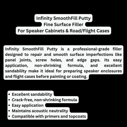 1001 Infinity Fine Surface Filler, Matt Finish Putty for Speaker Cabinets and Road Cases, 1 kg (Black