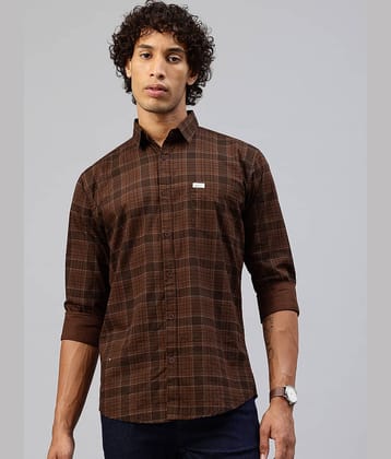 MAJESTIC MAN 100% Cotton Slim Fit Checks Full Sleeves Men's Casual Shirt - Brown ( Pack of 1 )
