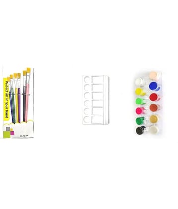 freedy Paint Brush Combo 6 Round with Heavy Color Plate  + water colour (one Brush Free) A