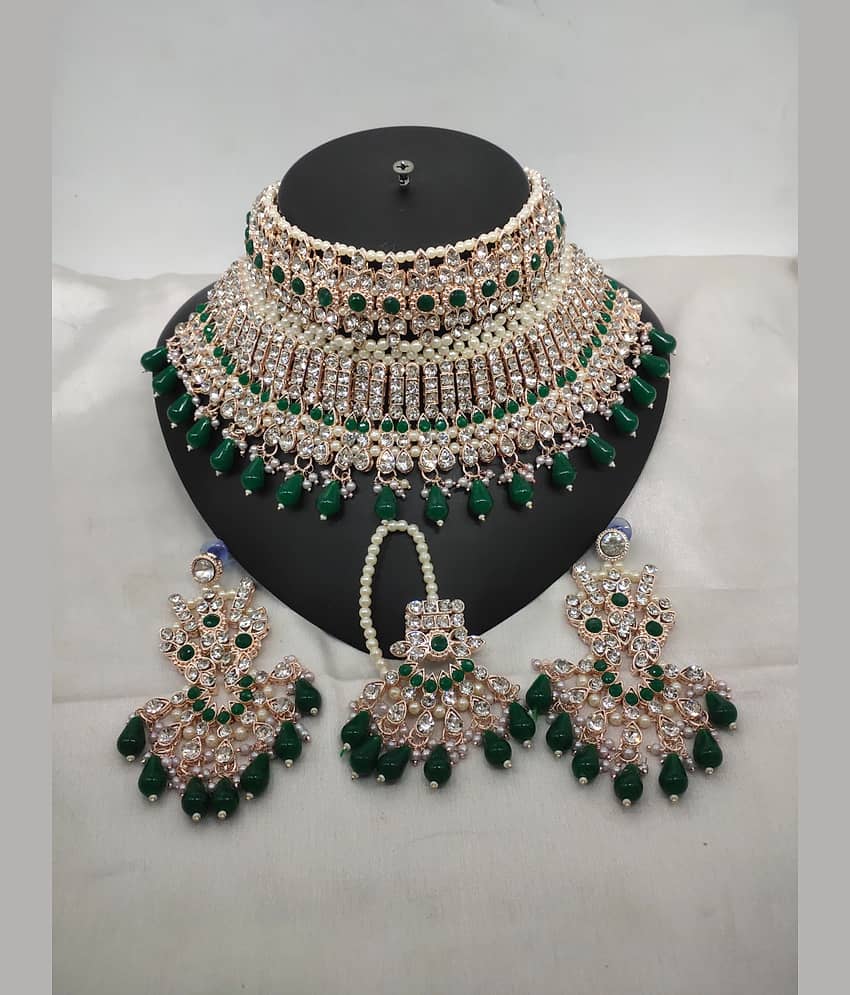 Padmavati Bangles Green Alloy Necklace Set ( Pack of 1 )