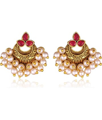 VIVASTRI Red Stud Earrings ( Pack of 1 )