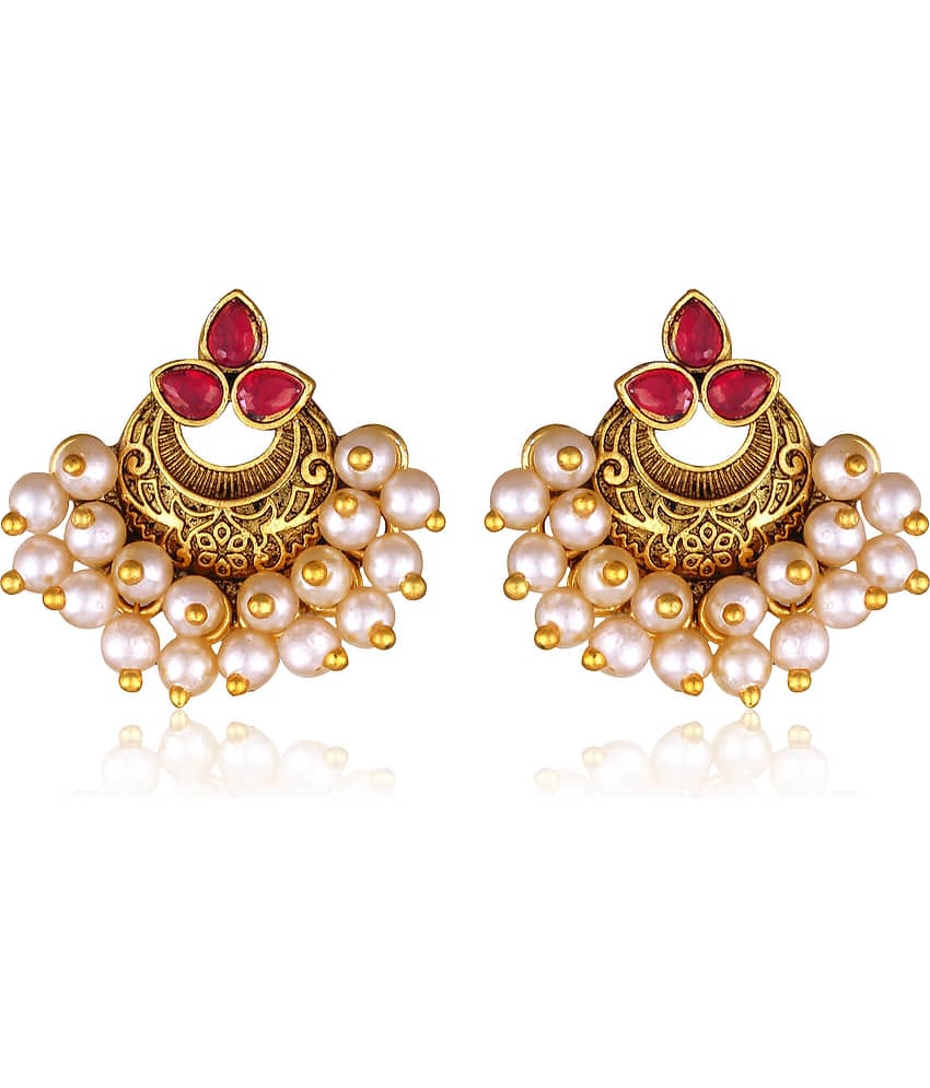 VIVASTRI Red Stud Earrings ( Pack of 1 )