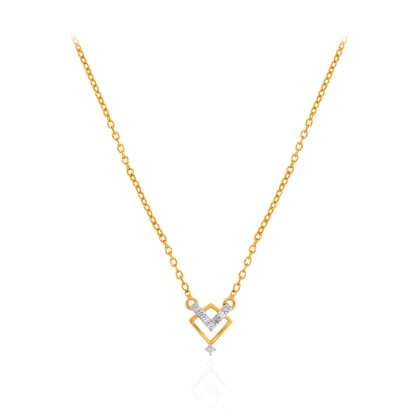 Senco Gold Gleaming Grace Diamond Chain Pendant (3.8 gram / 0.1 Ct / GH-VS-SI / 18K Yellow Gold)