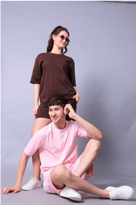 Baby Pink and Brown Couple Co-Ord Set (Pack of 2)
