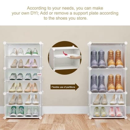 12-Shelf 6-Door Shoe Cabinet, White, 85 x 32 x 96 cm