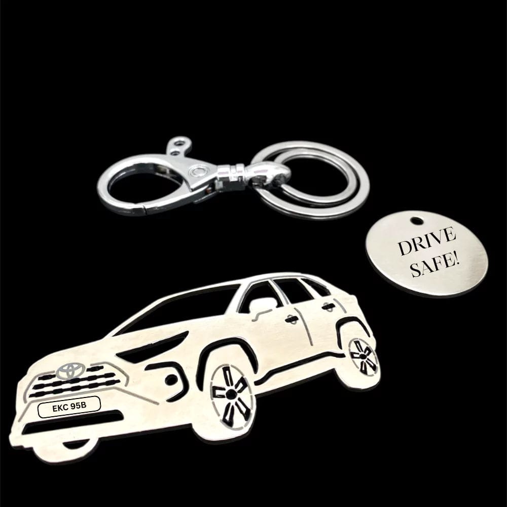 Toyota RAV4 Personalized Keychain-Side View / Silver