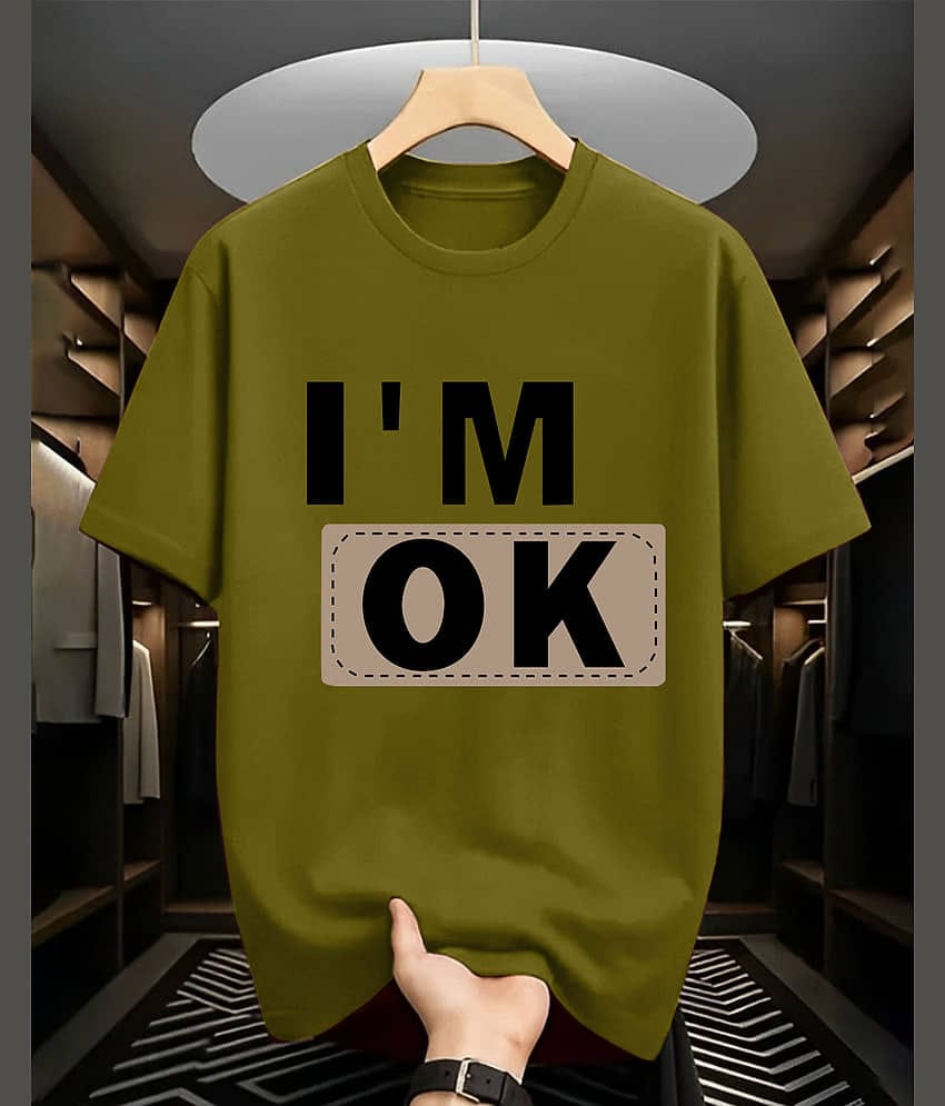 ENITOR Men Cotton Blend Oversized Fit Printed T-Shirt ( Maroon )