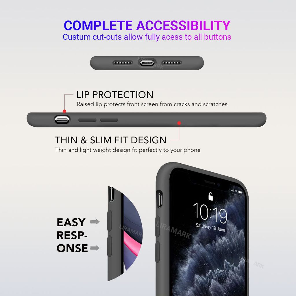 LIRAMARK Liquid Silicone Soft Back Cover Case for Apple iPhone 11 Pro Max