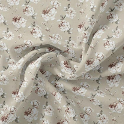 Greek Camelia Roses Digital Printed Fabric - Rayon