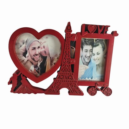Eiffel Tower Love Photo Frame – Red Wall Hanging | Romantic Couple Photo Frame for Home Décor