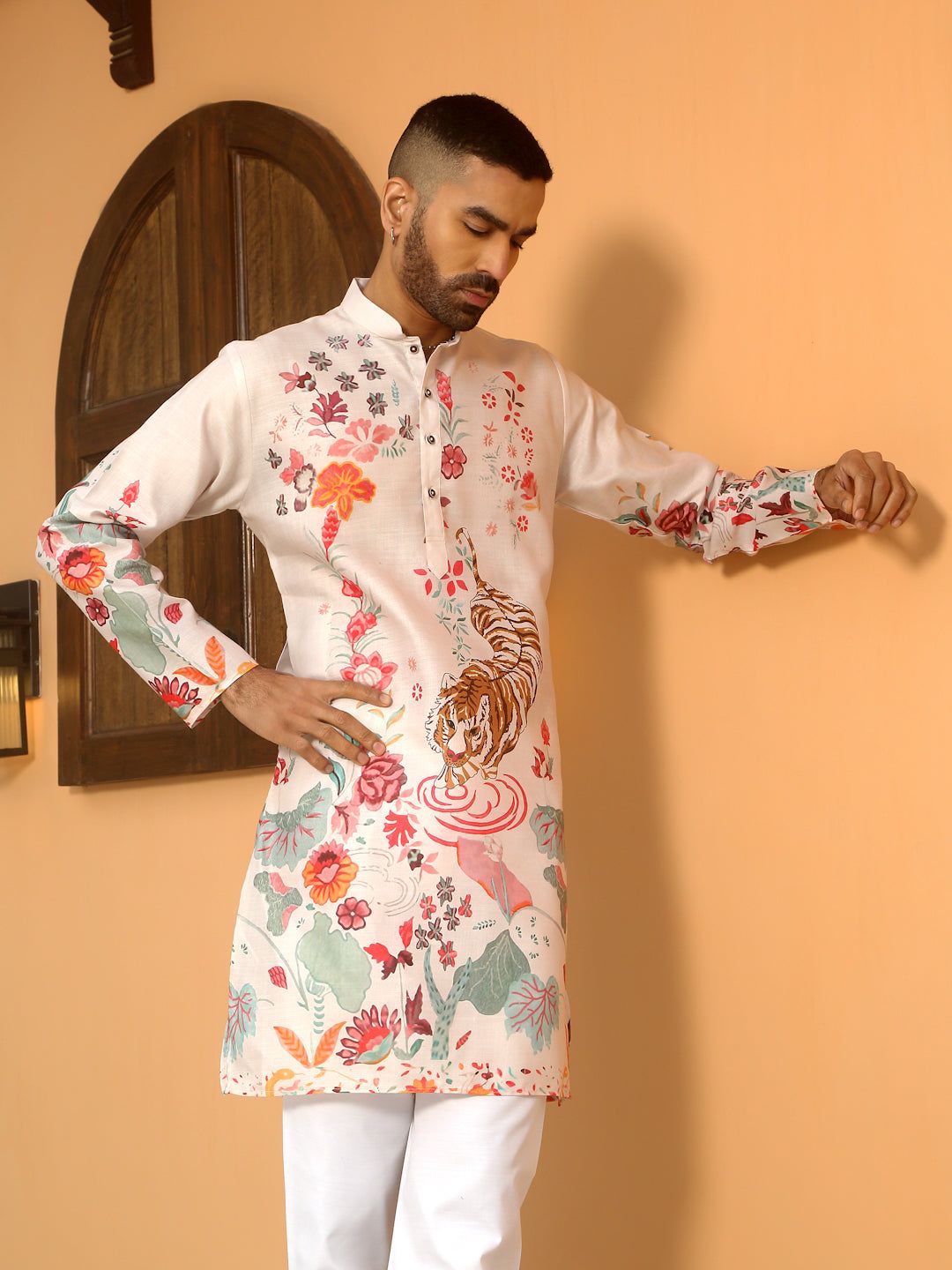 Animal Print Cotton Straight Kurta