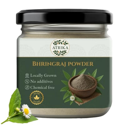 Atrika Bhringraj Powder for Hair Growth & Scalp Care | 100g | 100% Pure Eclipta Alba | Natural Herbal Hair Pack | Controls Hair Fall | Chemical-Free | Ayurvedic Hair Treatment