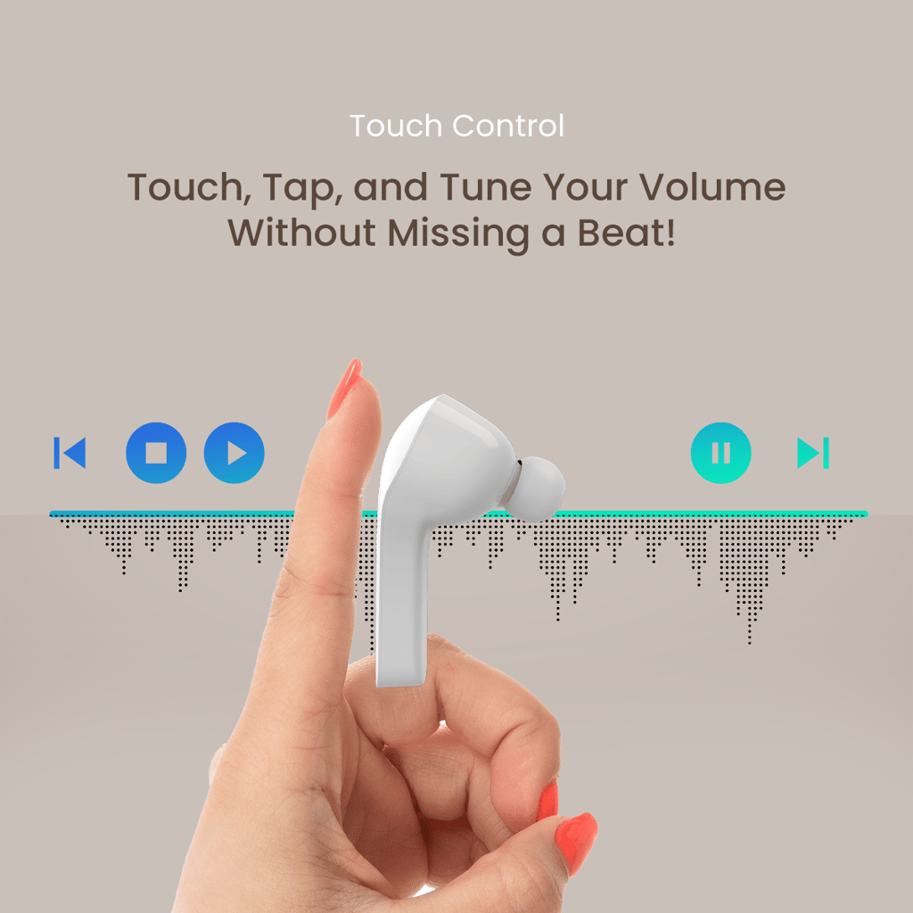 Cellecor BroPods CB07 Waterproof Earbuds With 25 Hours Playtime, ENC, 10mm Driver Bluetooth-White