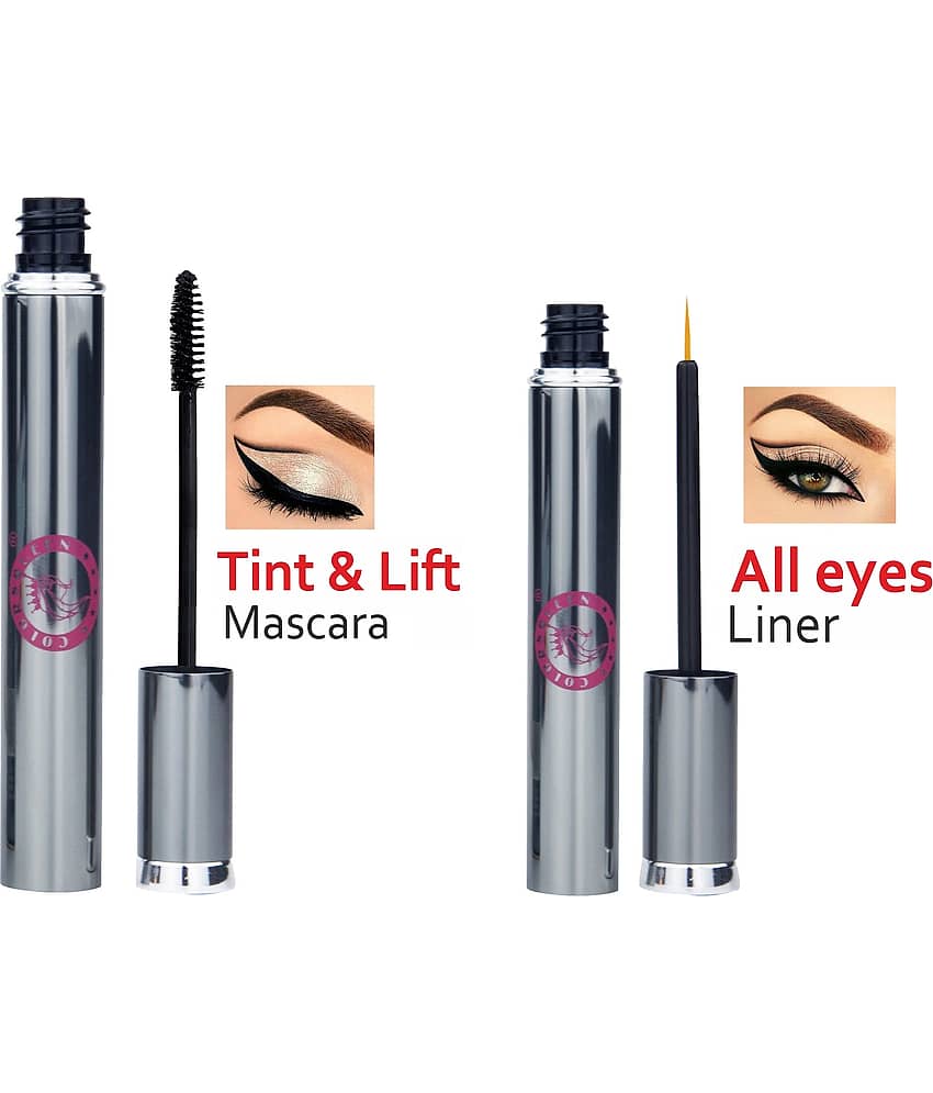 Colors Queen All Eyes Liner with Ting & Lift Mascara Black (Combo of 2)