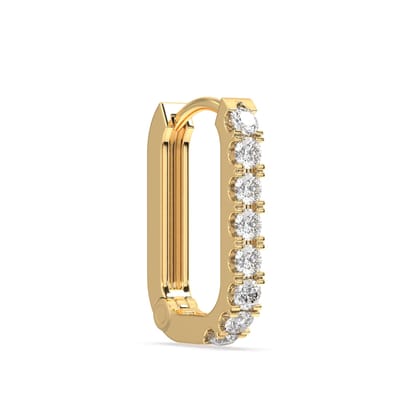 Statement zirconia square hoop - Pair-14k plated