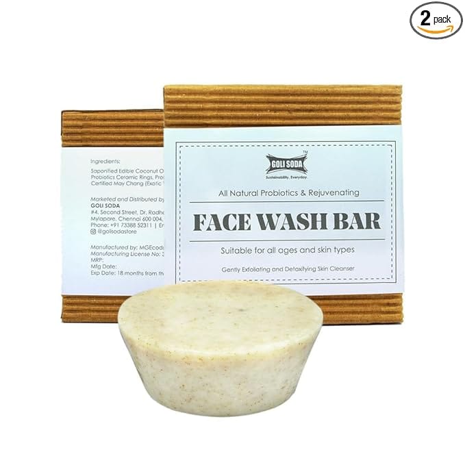 Goli Soda All Natural Probiotics Face Wash Bar - 90 Gms (Pack Of 2)