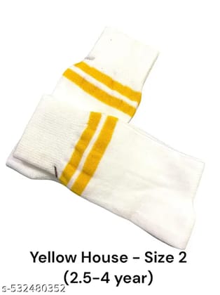 Yellow House white School Lycra cotton socks - Pack of 2 (2.5 to 4 Years)
