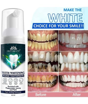 Intimify Teeth Whitening Foam, Natural Denture Oral Kit, Remove Smoke Stain, Toothpaste 60 Ml