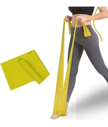Yoga Band, Resistance Exercise Band for Training Latex-Free Anti-Allergic & Tear-Resistant TheraBand for Exercise, Stretching, Workout & Physiotherapy (Yellow) Pack of 1