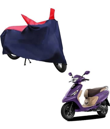 AutoRetail Dust Pr.oof Two Wheeler Polyster Cover for TVS Zest 110 (Mirror Pocket, Red and Blue Color)