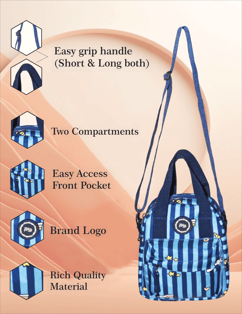 PB Pearlbags Soft Crossbody Shoulder Or Hand Bag or Sling bag Water Resistant Anti Fall Stationery Storage Bag Handbag Clutch Bag Sweet Birthday Gift For 5-10 Years Children Students Girls