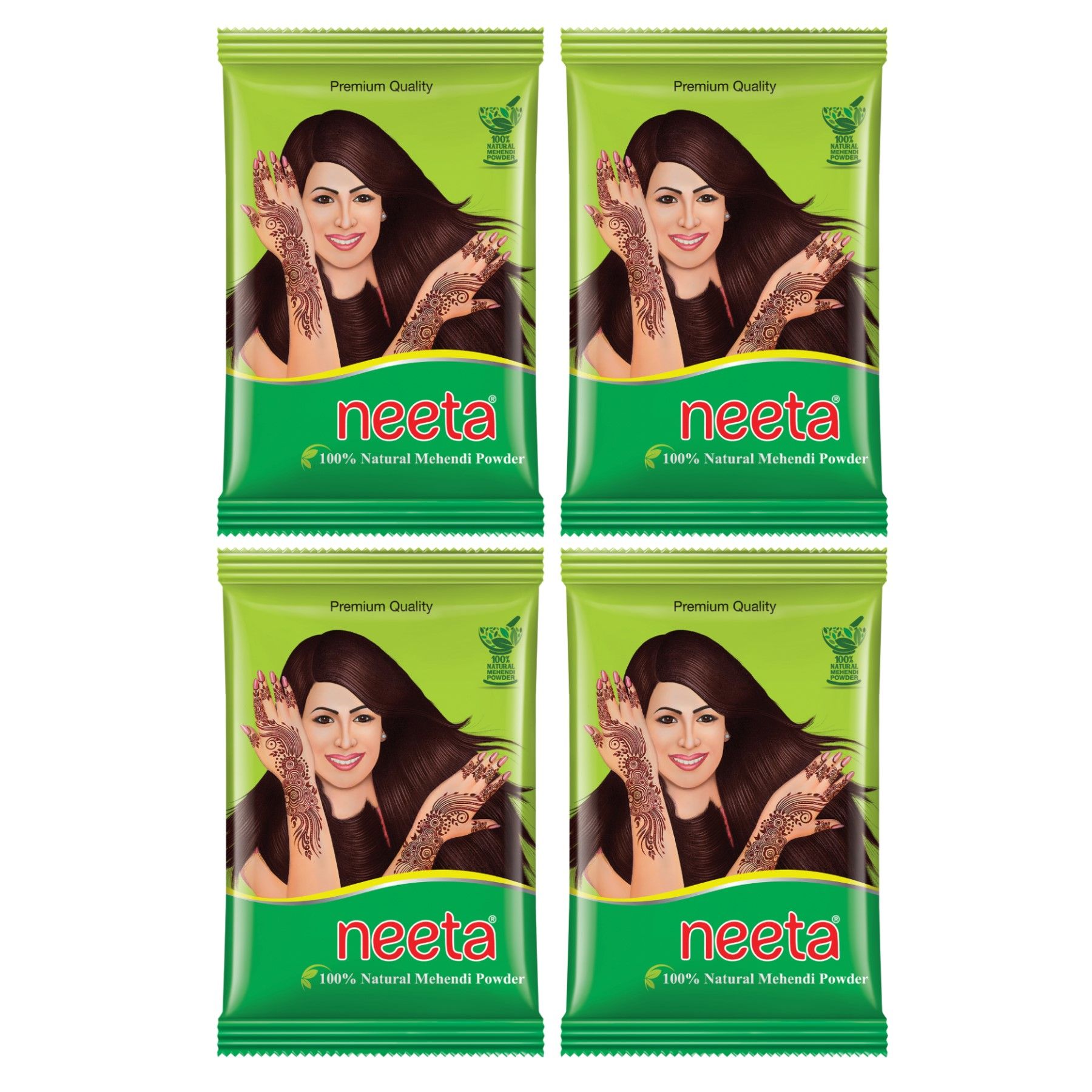 Neeta Mehendi Powder 150g Pack of 4, 100% Natural Henna Mehandi Powder for Hair, Hand & Feet