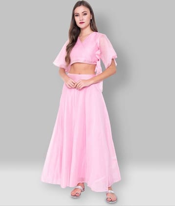 GOD BLESS Women Satin Fit & Flare Dress ( Pink )