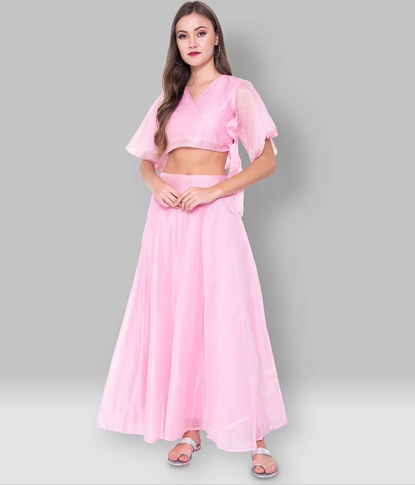 GOD BLESS Women Satin Fit & Flare Dress ( Pink )