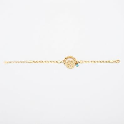 Greek Key Clover Medallion Bracelet | Gold-Tone Anti-Tarnish Imitation Jewellery