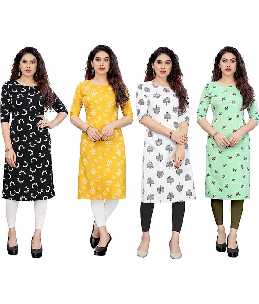 KETAKI FASHION Crepe Printed Straight Women's Kurti - Multicolor5 ( Pack of 4 )