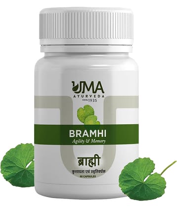 UMA AYURVEDA Brahmi Capsule for Brain Tonic, Anxiety, Disturbed Sleep 60 No.s (Pack of 1)