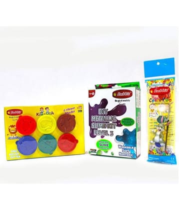 Kid Dough box| Safe Play Doh for Kids| DIY Metallic Slime Making Kit Set Level 3|Slime for kids| Combo Pack contains 1 Kid doh box ( 6*50)1 Toy Slime Kit| Child Safe Dough + 1 Pack of Tempera Colors| Make your own Slime|Best Quality Product for Kids|