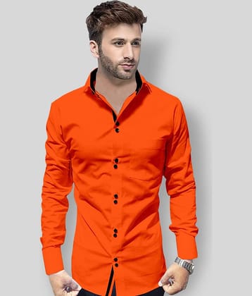 P&V - Orange Cotton Blend Regular Fit Men's Casual Shirt (Pack of 1)