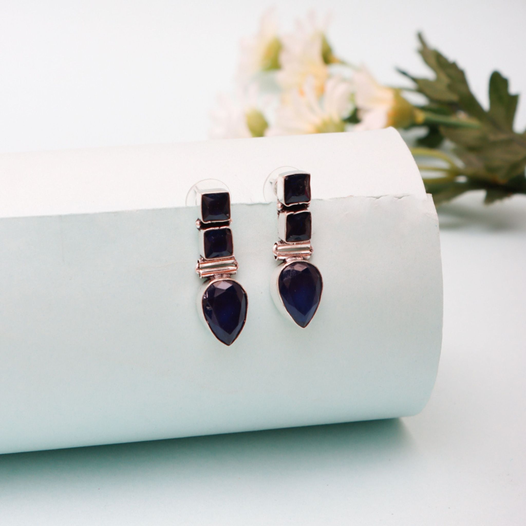 Drop Shaped Purple Earrings
